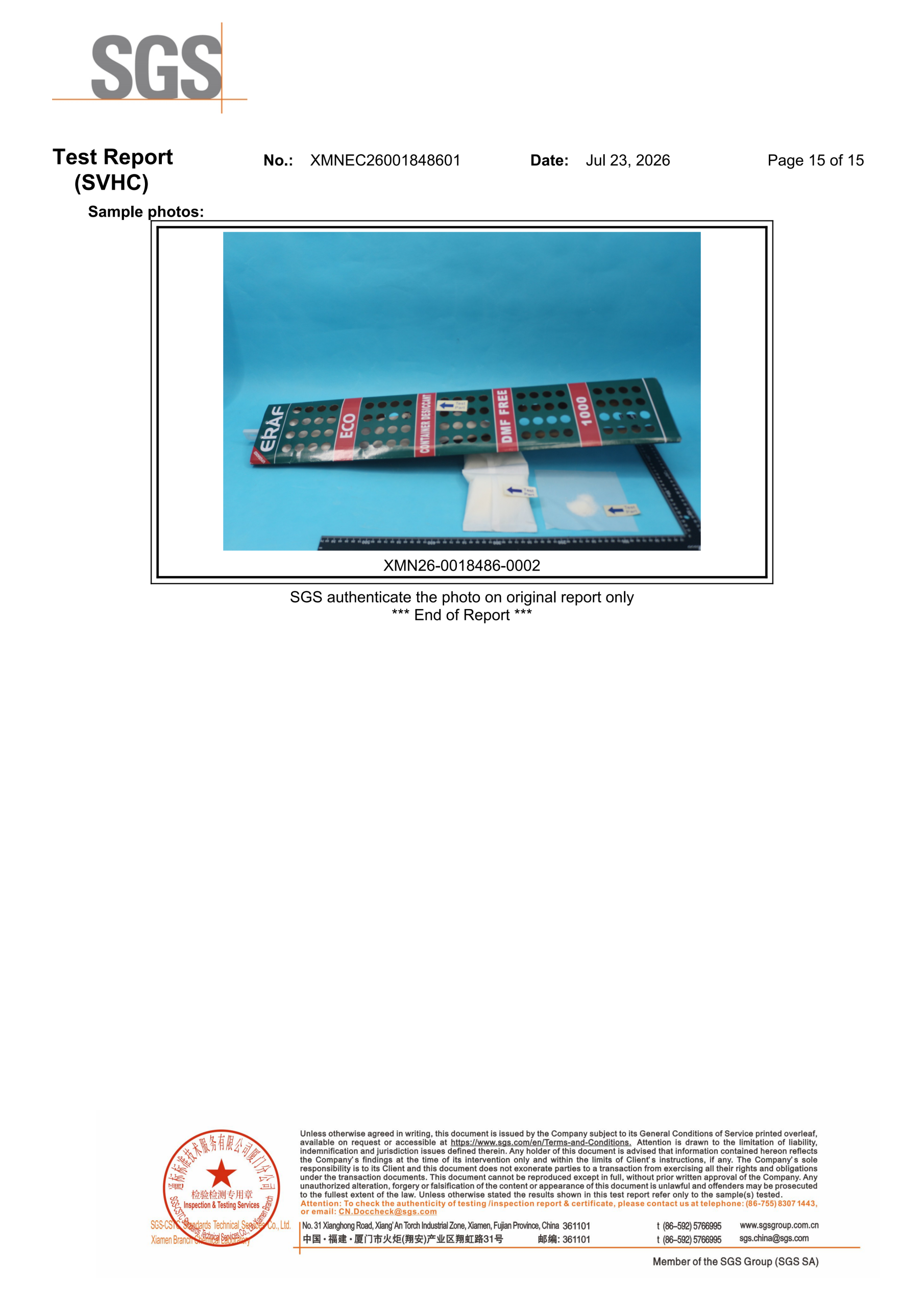 SGS-ERAF Container Dry Pole Audit Report