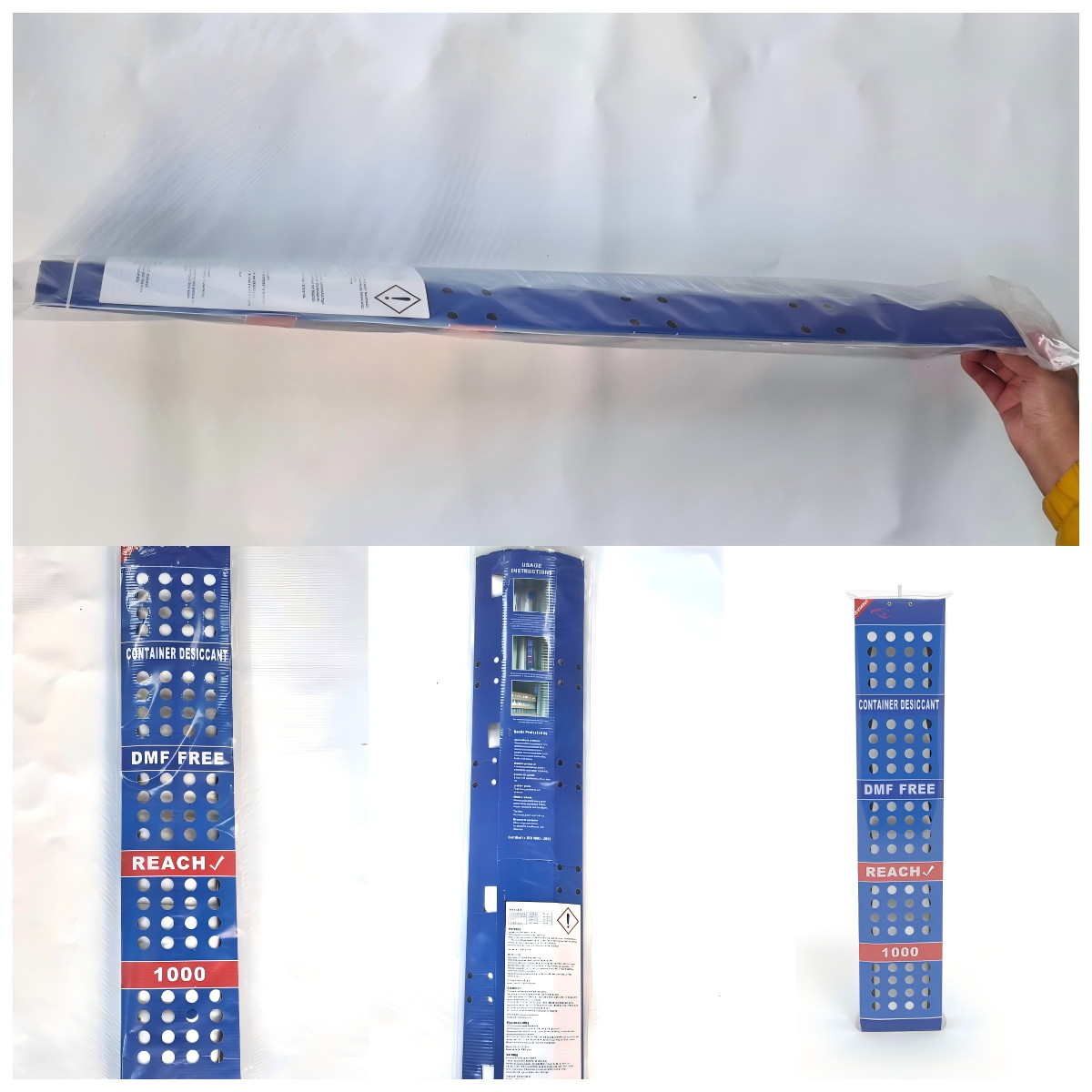Simeda rigid blue casing container desiccant dry pole DMF free